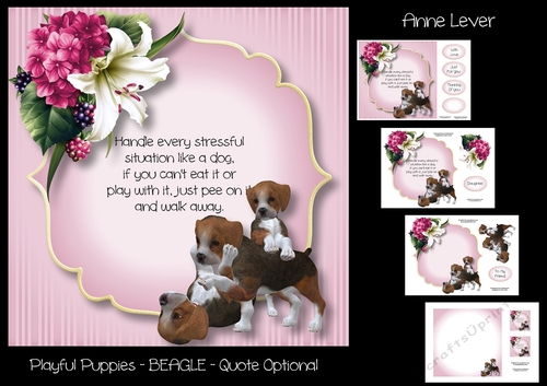 Playful Puppies - BEAGLE - Quote Optional