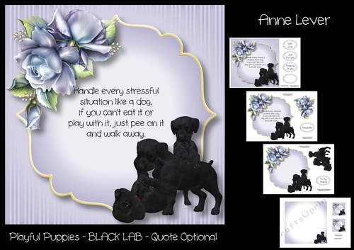 Playful Puppies - BLACK LAB - Quote Optional