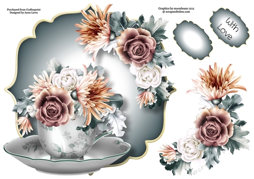 Teacup & Saucer - Winter Floral Fantasy