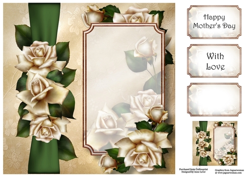 Panel & Bow - Antique Roses 8x8
