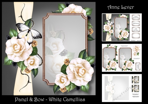 Panel & Bow - White Camellias
