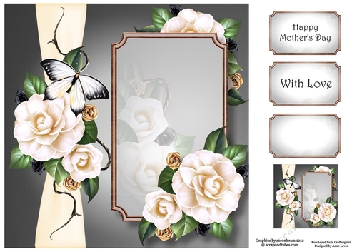 Panel & Bow - White Camellias 8x8