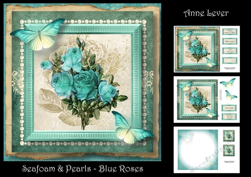 Seafoam & Pearls - Blue Roses