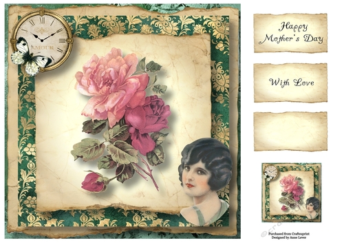Shabby Chic Pink Roses 8x8