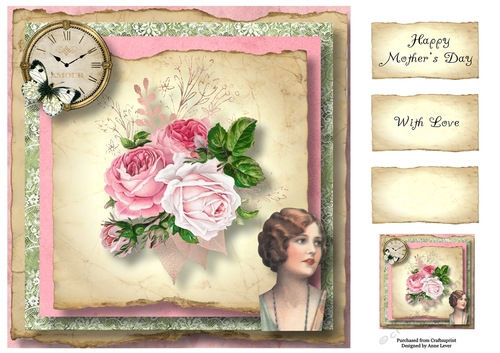 Shabby Chic Pink Bouquet 8x8
