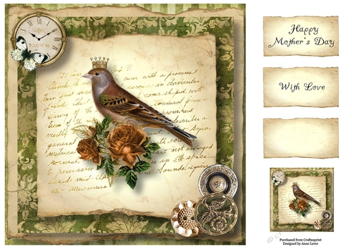 Shabby Chic The Crowned Bird 8x8