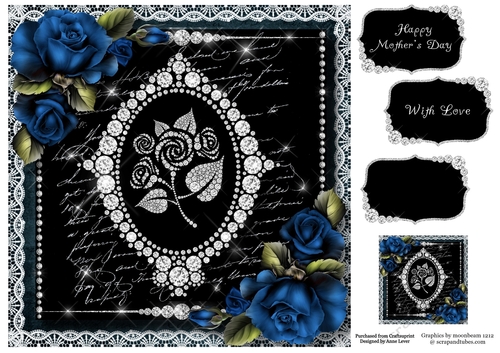 Diamonds & Lace - Roses 8x8