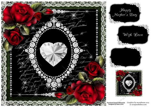 Diamonds & Lace - Heart 8x8