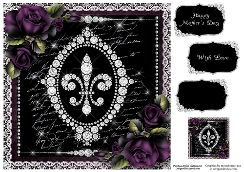 Diamonds & Lace - Fleur De Lis 8x8