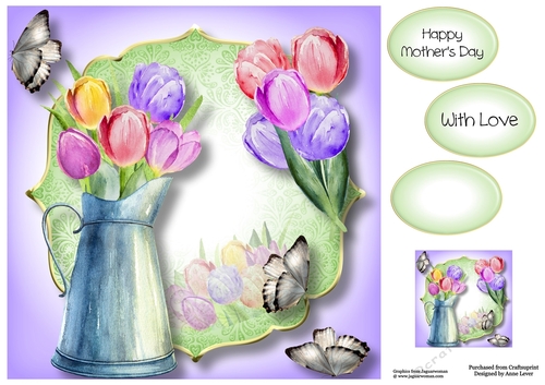 Vintage Water Jug - Tulips 8x8