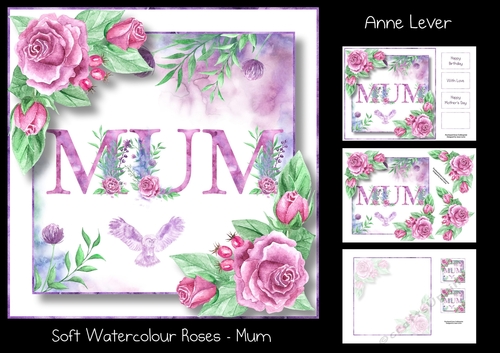 Soft Watercolour Roses - Mum
