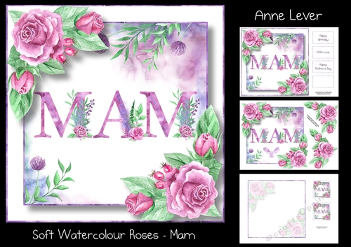 Soft Watercolour Roses - Mam