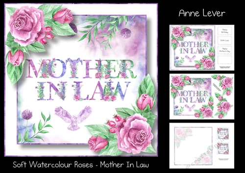 Soft Watercolour Roses - Mother In Law
