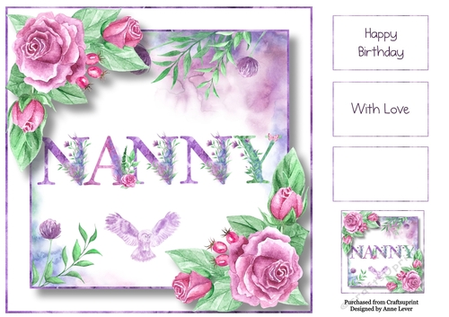 Soft Watercolour Roses - Nanny 8x8