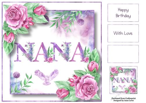 Soft Watercolour Roses - Nana 8x8