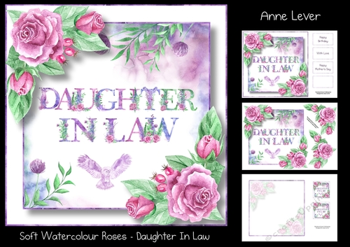 Soft Watercolour Roses - Daughter In Law