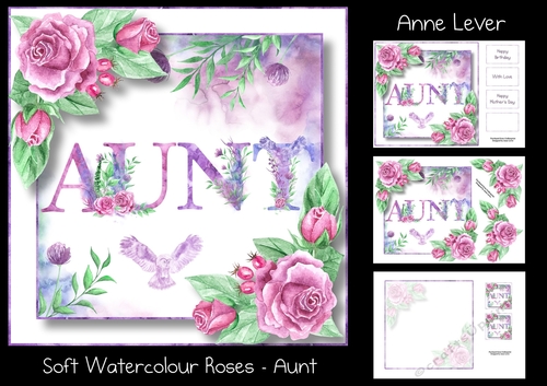 Soft Watercolour Roses - Aunt