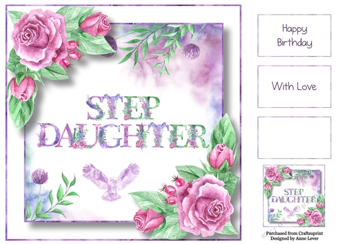 Soft Watercolour Roses - Step Daughter 8x8