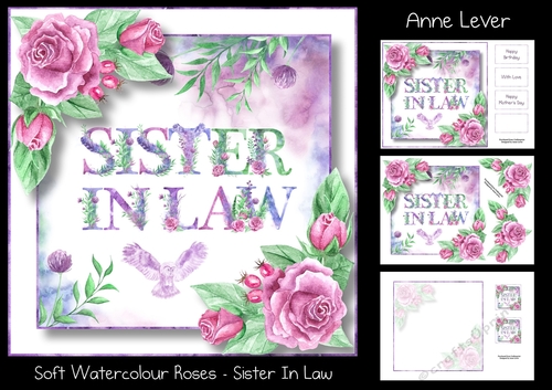 Soft Watercolour Roses - Sister In Law