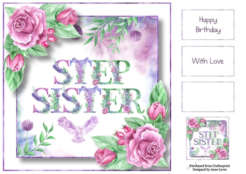 Soft Watercolour Roses - Step Sister 8x8