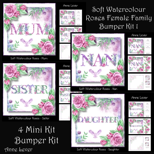 Soft Watercolour Roses Female Family Bumper Kit 1