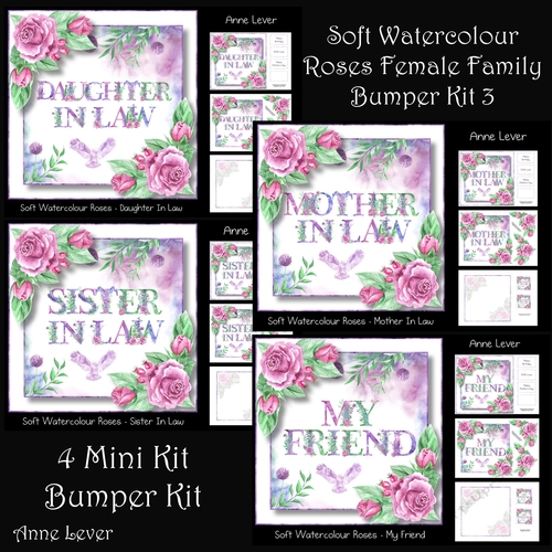Soft Watercolour Roses Female Family Bumper Kit 3