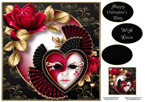 Masked Valentine - Pink Roses 8x8