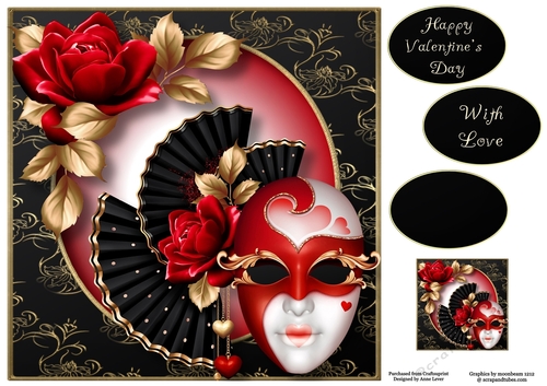 Masked Valentine - Red Roses 8x8