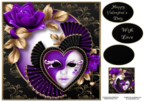 Masked Valentine - Purple Roses 8x8