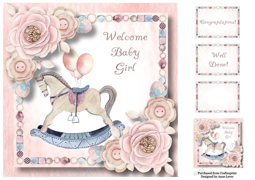Welcome Baby Girl 8x8