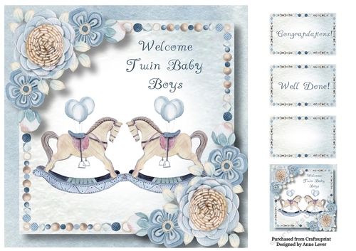 Welcome Twin Baby Boys 8x8