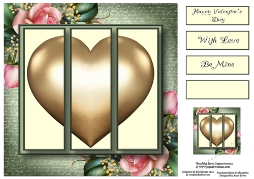 Heart Trio - Downton Roses 8x8