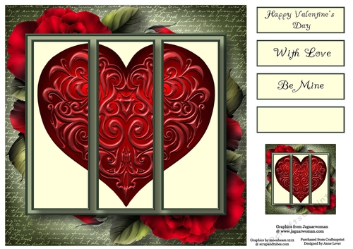 Heart Trio - Red Roses 8x8