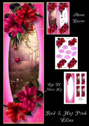 Red & Hot Pink Lilies Lge DL