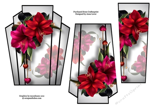 Red & Hot Pink Lilies - Art Deco Stacker