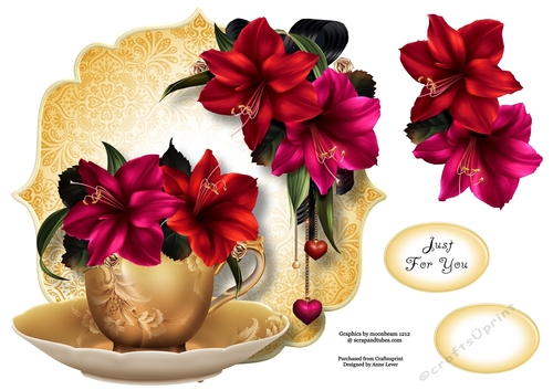 Teacup & Saucer - Red & Hot Pink Lilies