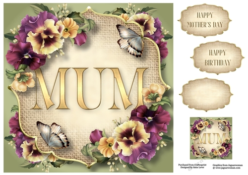 Mum - Muted Pansies 8x8