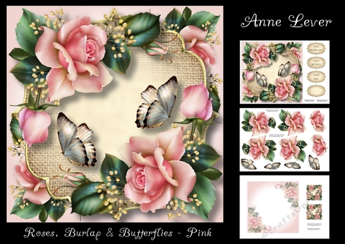 Roses, Burlap & Butterflies - Pink