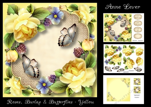 Roses, Burlap & Butterflies - Yellow