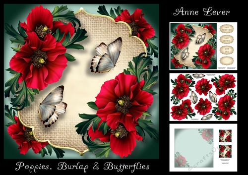 Poppies, Burlap & Butterflies