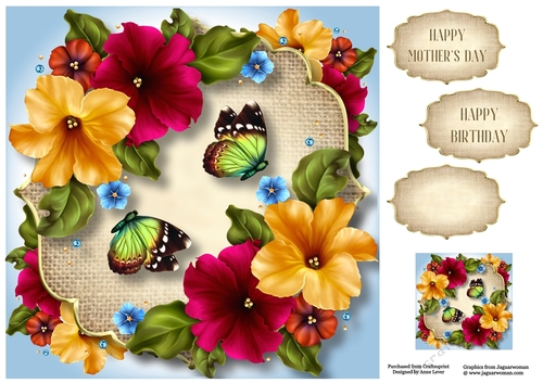 Petunias, Burlap & Butterflies 8x8