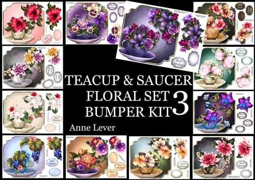 Teacup & Saucer Floral Set 3 Bumper Kit