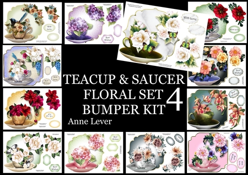 Teacup & Saucer Floral Set 4 Bumper Kit