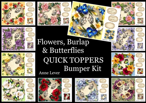 Flowers, Burlap & Butterflies QUICK TOPPER Bumper Kit