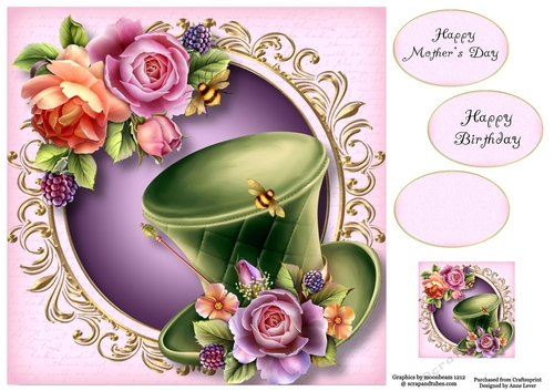 Fabulous Hat & English Roses 8x8