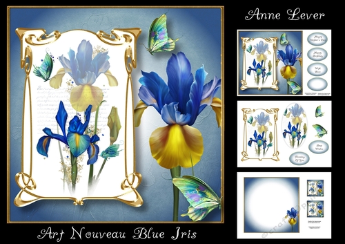 Art Nouveau Blue Iris