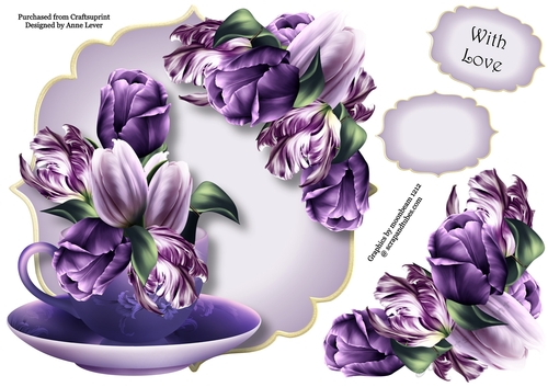 Teacup & Saucer - Gorgeous Purple Tulips