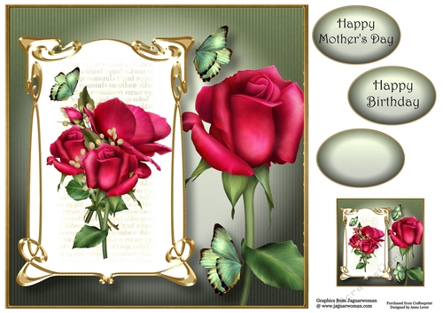 Art Nouveau Celebration Roses 8x8