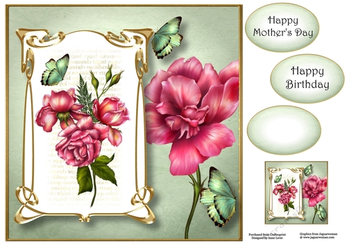 Art Nouveau Glory Roses 8x8