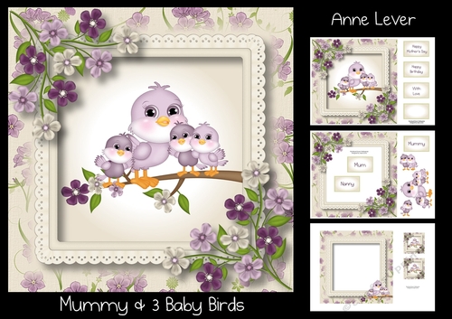 Mummy & 3 Baby Birds - mothers day or birthday